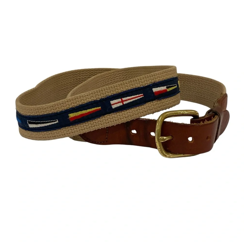Nautical Signal Flags Men’s Belt - Vintage 80s - 36”